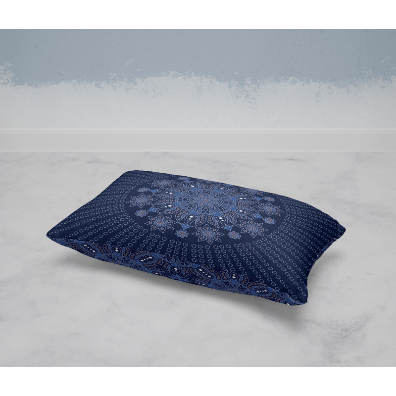 Carnation Circle  Rectangular Throw Pillow, Blue/Brown