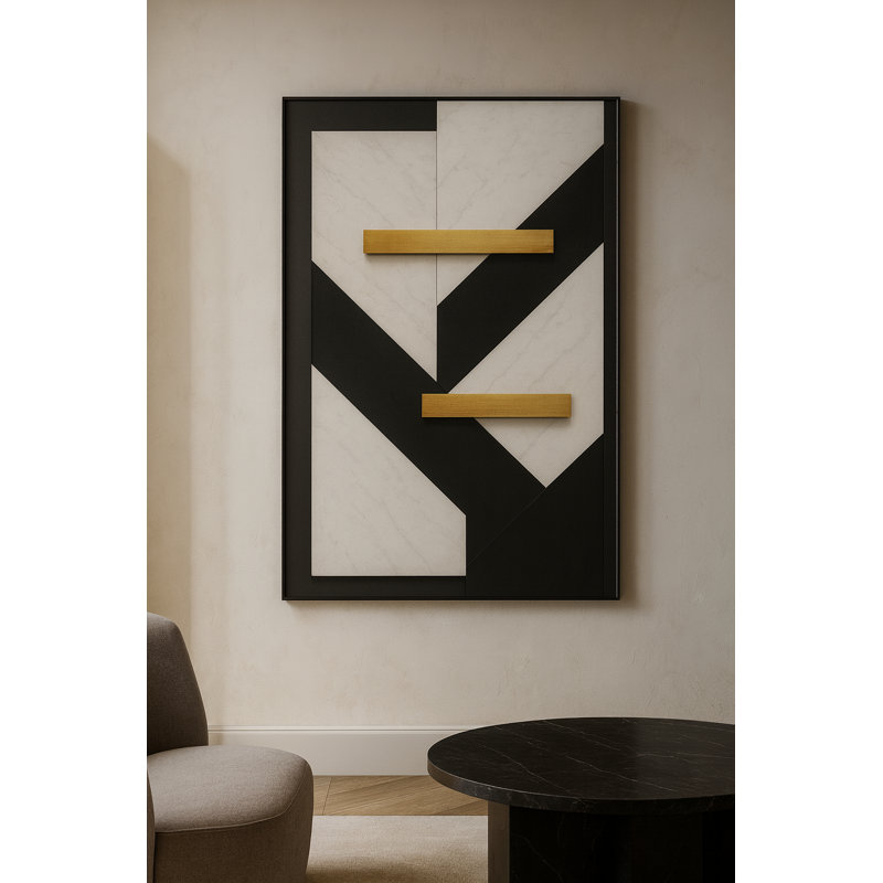 Modern Geometric Luxury Art Framed Canvas Wall Art by Kasian Art Studio - Brown Frame, Brown