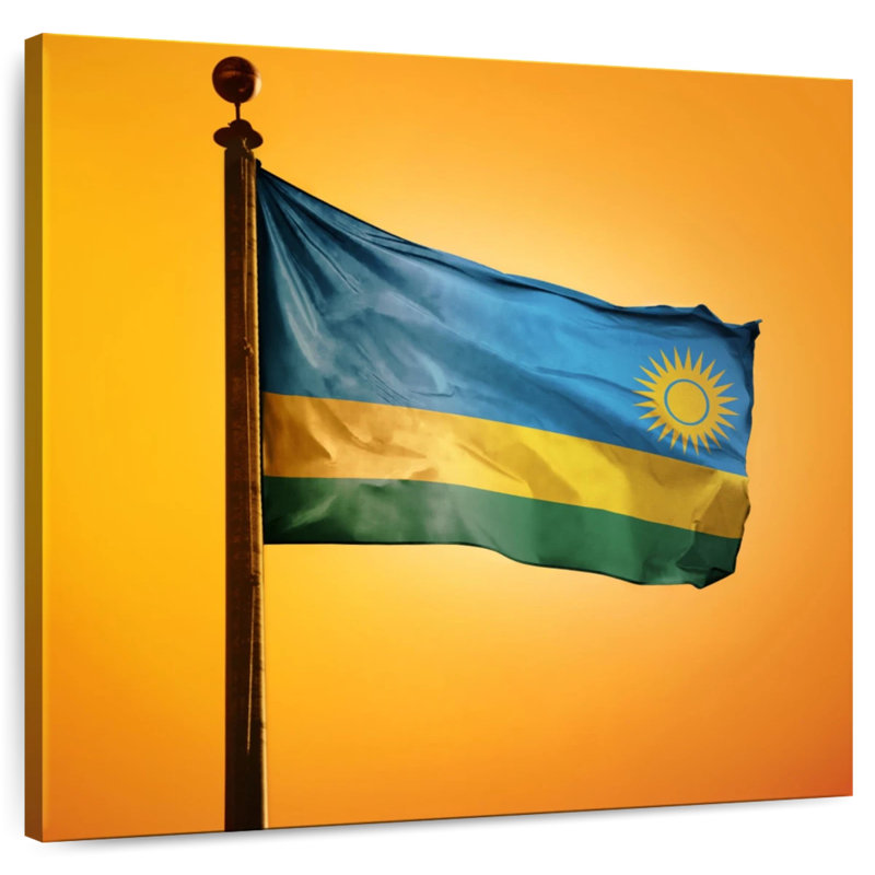 Coucher de soleil sur le drapeau rwandais Arney, H 33 po x l 33 po