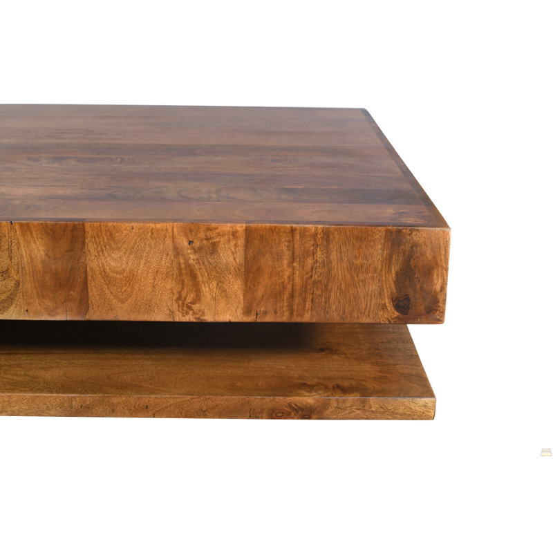 Modern Low Profile Solid Wood Coffee Table, 12" H x 51" W x 35.5" D