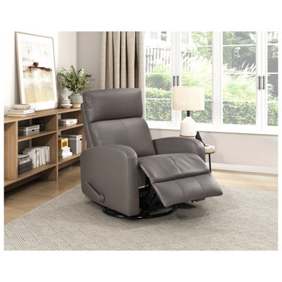 Fauteuil inclinable, pivotant et pivotant Mocha avec revêtement en cuir véritable et structure en bois massif