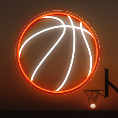 Enseigne au néon de basketball, néon de basketball à DEL 12,6 po x 12,6 po, enseignes au néon à DEL à intensité variable pour décoration murale, alimenté par USB esthétique, enseignes au néon pour salle de bain