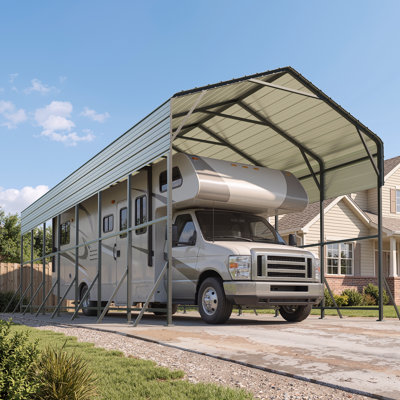 Abri d'auto robuste en métal de 4,27 m x 10,67 m x 3,96 m avec toit en acier galvanisé et renforts latéraux, garage extérieur extra haut pour véhicules récréatifs, camions, bateaux et tracteurs