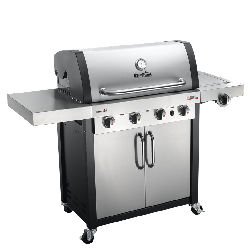 Char-Broil Professional Series - 4 Burner Gas Grill with Infrared and Side-Burner, Stainless