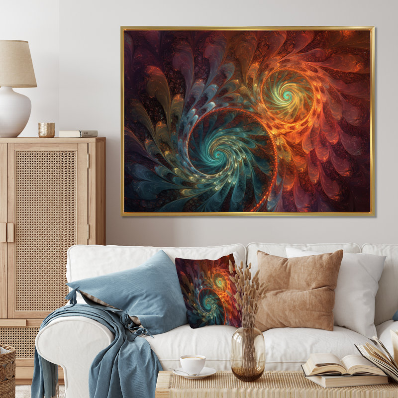 «Happy Spiral Rainbow Fractals», reproduction sur toile, H 24 po x l 32 po, Cadre flottant noir