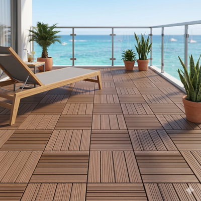 Waterproof Non-Slip Interlocking Plastic Outdoor Deck Tiles with Fast Drainage