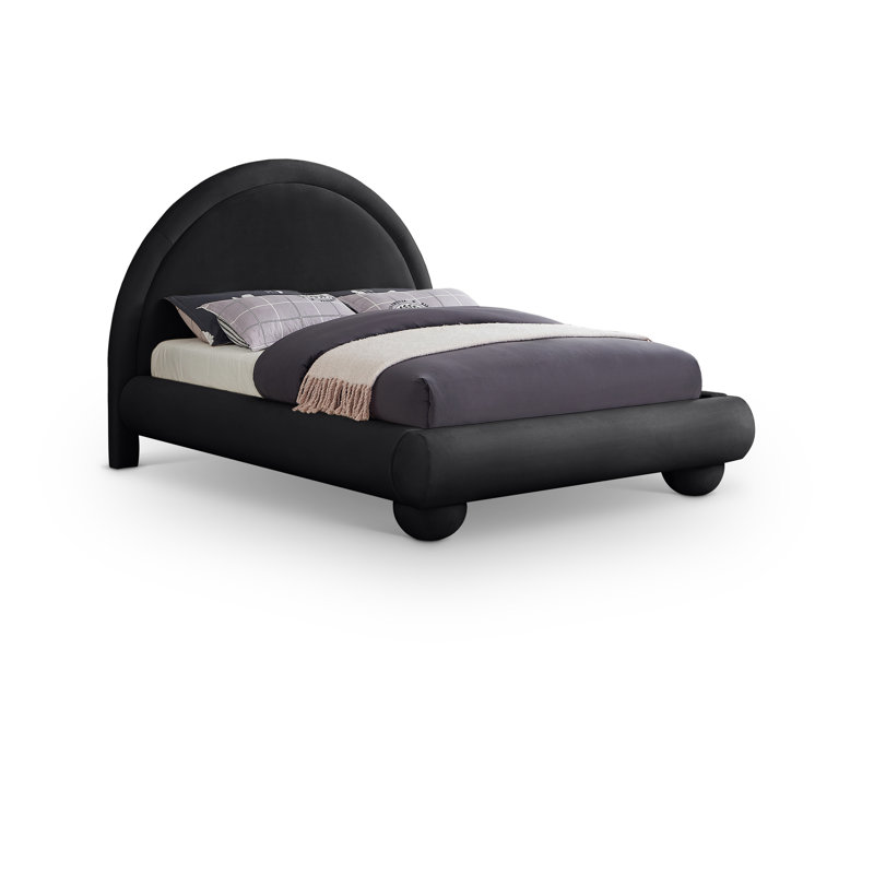 Madrid Velvet Bed, Queen, Black Velvet