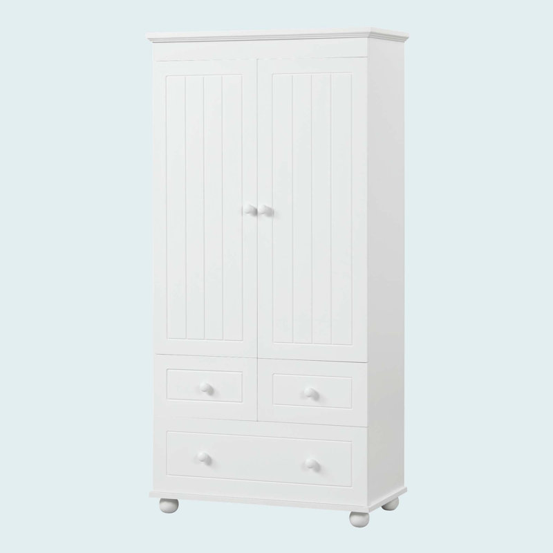 Grande armoire de rangement avec trois tiroirs pour la salle de bain / bureau, Blanc / Blanc