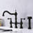 Matte Black Bridge Kitchen Faucet, Dual Handles With Pull-Out Spray, Brass, Corrosion, Leak-, 360-Degree Rotating Unending Nozzle Faucet Side Black, Rust, Corrosion And Leak,
