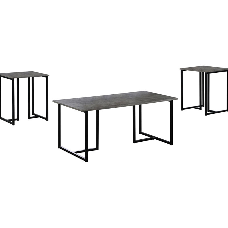 3 tables transitionnelles grises et noires - 3 tables d'appoint