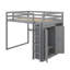 Lit mezzanine double avec garde-robe, tablettes et éclairage à DEL-1413947456