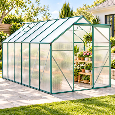Serre en polycarbonate 6 x 12 pour l'extérieur vert