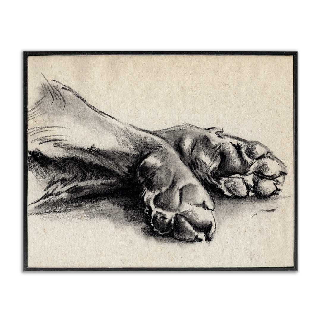 Dog Paw Charcoal Design Minimal Tan Black by Jennifer Paxton Parker - Graphic Art Print Lark Manor™