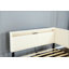 Base de lit simple à double boucle, structure de lit tapissier avec tête de lit, avec 2 tiroirs de rangement, lumière DEL et charge USB, pieds et lattes en bois massif, aucun sommier nécessaire, beige