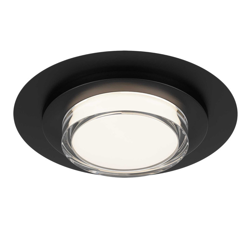 Plafonnier encastré carré à DEL intégré, H 2,5 po x l 16 po x P 16 po, Noir