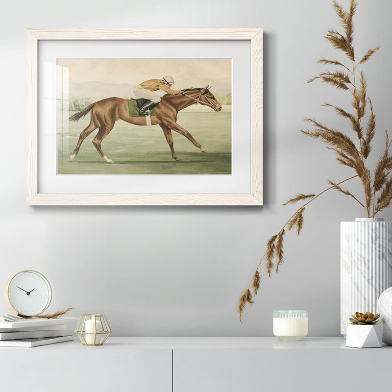 Équitation rétro II, impression sur papier, H 28 po x l 42 po x P 1,5 po, Blanc