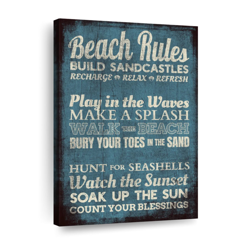 «Beach Rules» sur toile, H 48 po x l 32 po x P 1,25 po
