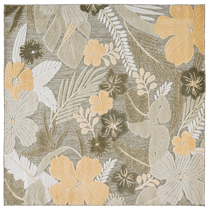 Tapis d'intérieur / extérieur à motif floral Cabana, Rectangle 9 pi x 12 pi