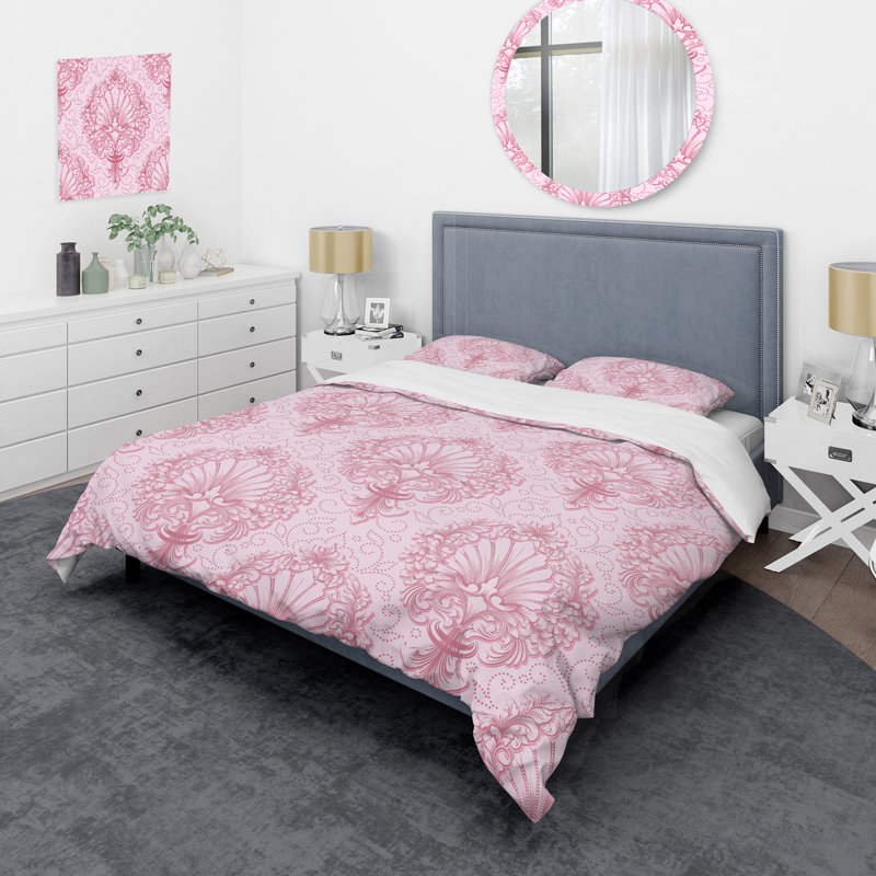 Ensemble de housse de couette en microfibre rose / rose foncé 3 pièces, Housse de couette simple + 1 taie décorative stan