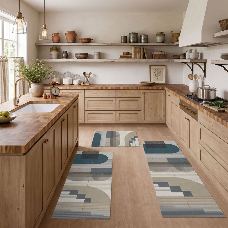 Tapis de cuisine géométriques antidérapants lavables
