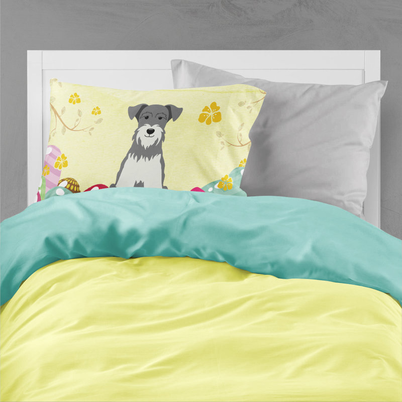 Taie d’oreiller œufs de pâques, Schnauzer miniature