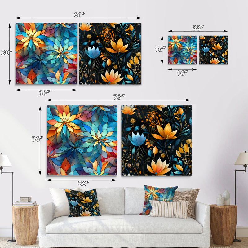 Engelman - Ensemble abstrait d'art mural en acrylique sur verre, H 16 po x l 33 po