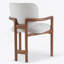 Ensemble de 2 chaises de salle à manger rembourrées avec accoudoirs en bois d'hévéa et tissu beige, capacité de poids de 300 lb-291958657