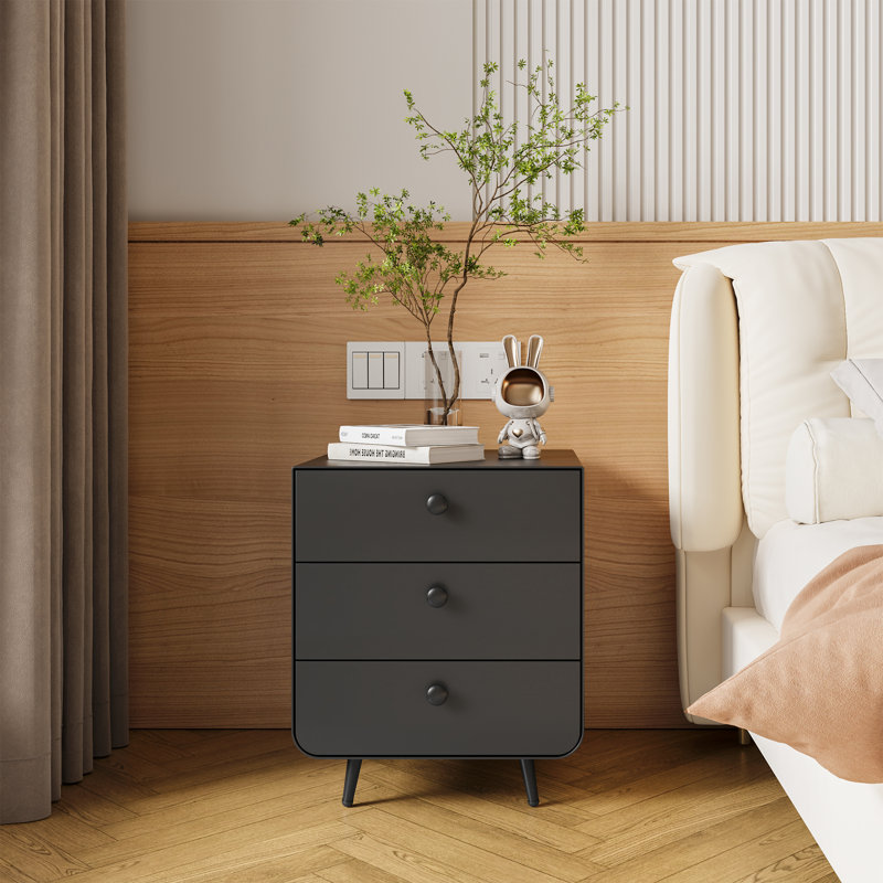 Lesesne 3 - Drawer Nightstand, Black