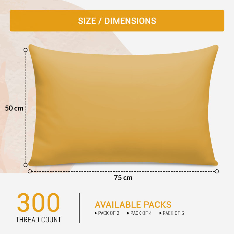100% Cotton Flatweave Pillowcase Case Pack, Yellow