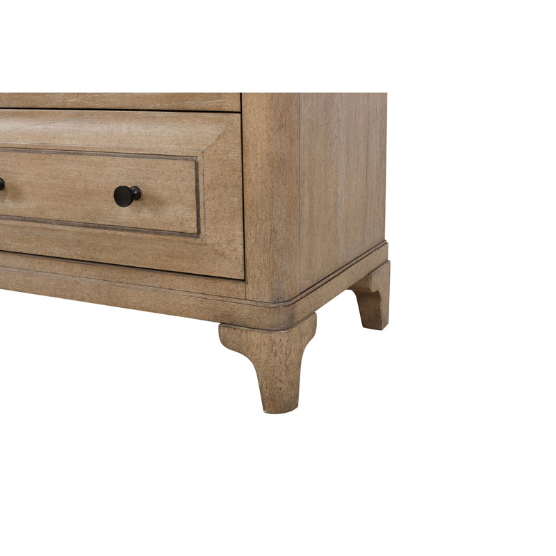 Composition de la table de chevet Sand 2 - Bois massif et, ingrédients du tiroir supérieur doublé de feutre, tiroir inférieur, quincaillerie personnalisée, rangement couleur sable, chargement, mobilier