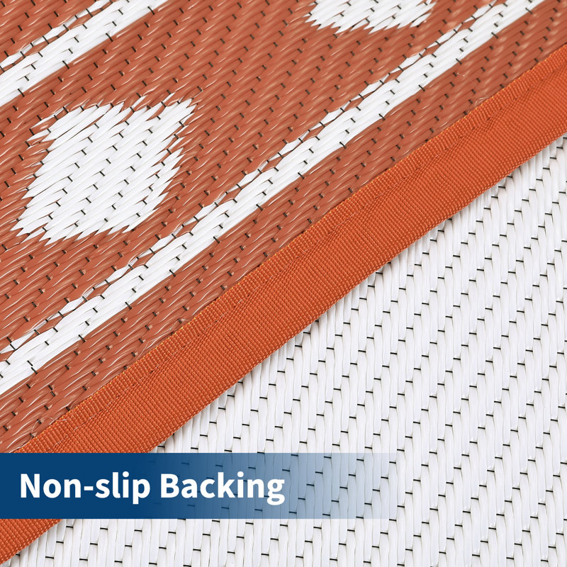 Tapis d'extérieur à bordure moderne pour l'intérieur et l'extérieur, Orange