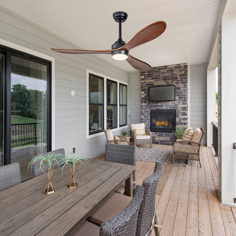 52'' 3 - Blade Classic Propeller Ceiling Fan With Remote Control And LED Light Included