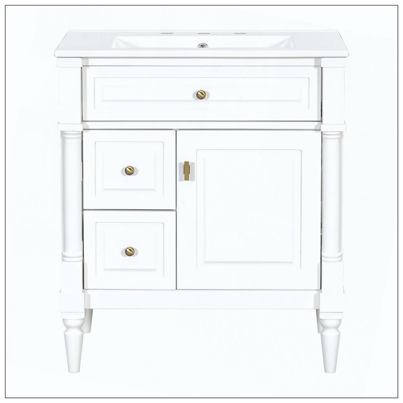 Lavabo de salle de bain autoportant, White, 30"