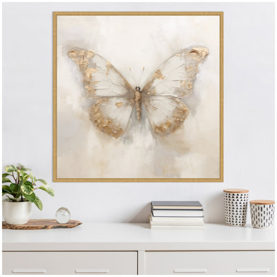Butterfly Neutral 2 by Rochelle Framed Canvas Wall Art Print