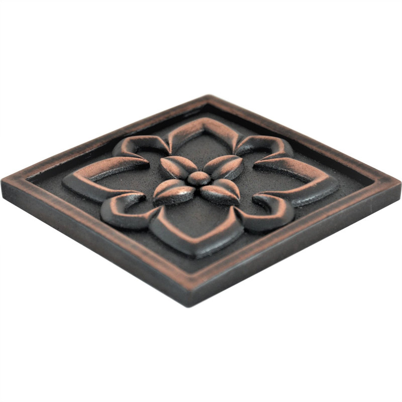 Crown Metal Antique Copper 9.5cm. x 9.5cm. Decorative Tile ( Pack of 4 Tiles ), Copper