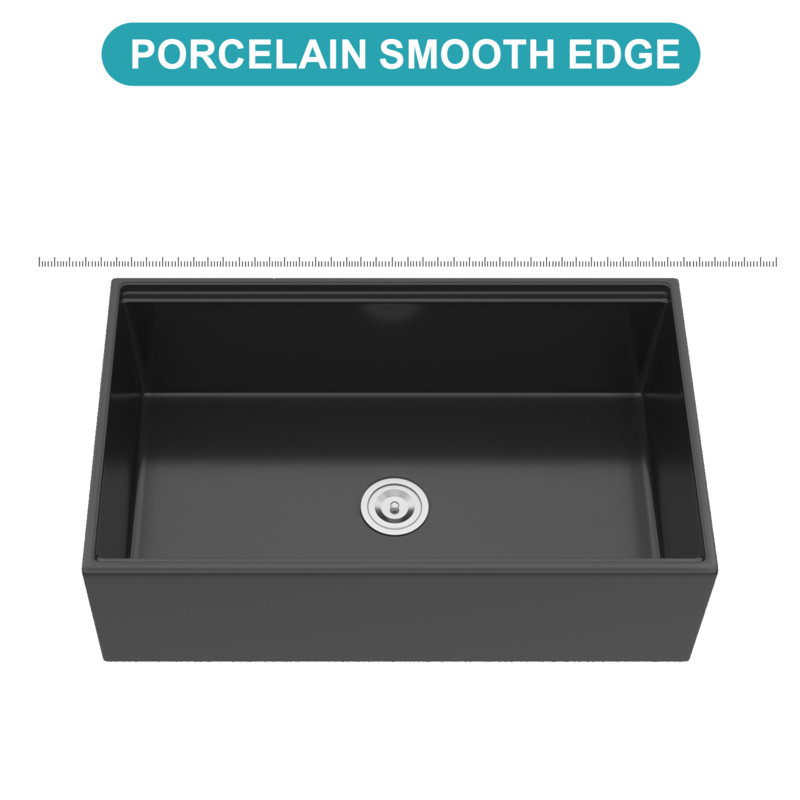 Évier de cuisine de ferme 33 po noir mat - 33 po x 20 po x 10 po en porcelaine