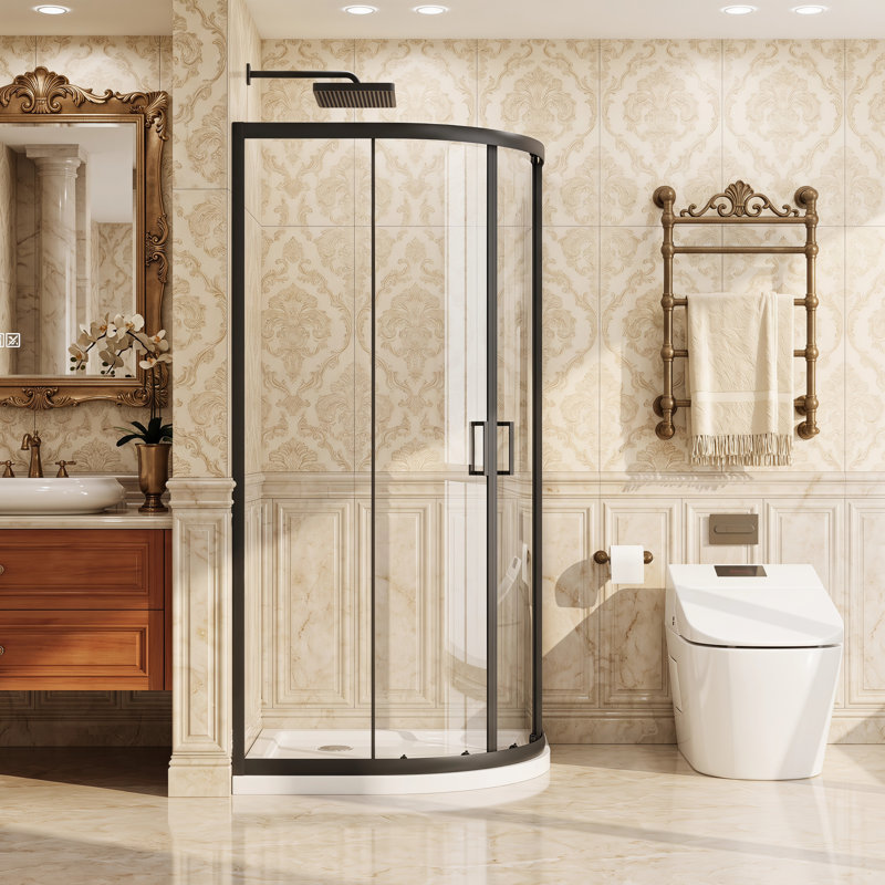 Porte de douche d'angle néo-angle 36 po x 36 po x 72 po à double cadre coulissant en verre trempé 6 mm
