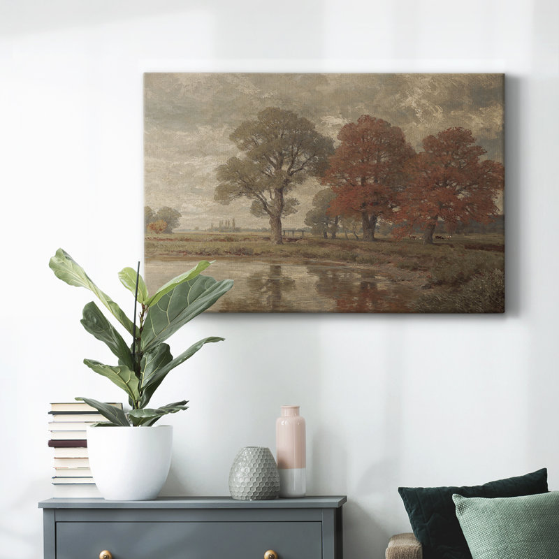 Paysage rétro - DCLII, H 13 po x l 19 po x P 1,5 po, Wrapped Canvas, Gris