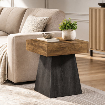 19.6" End Table, Square Side Table Small Nightstand with Wide Base