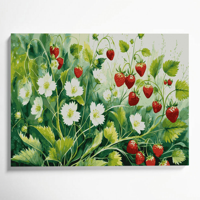 Art mural sur toile Botanical Wild Strawberry, H 24 po x l 36 po