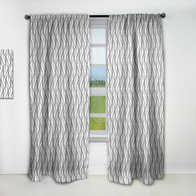 Retro Geometrical Abstract Minimal Pattern - Geometric Mid-Century Blackout Curtain Single Panel