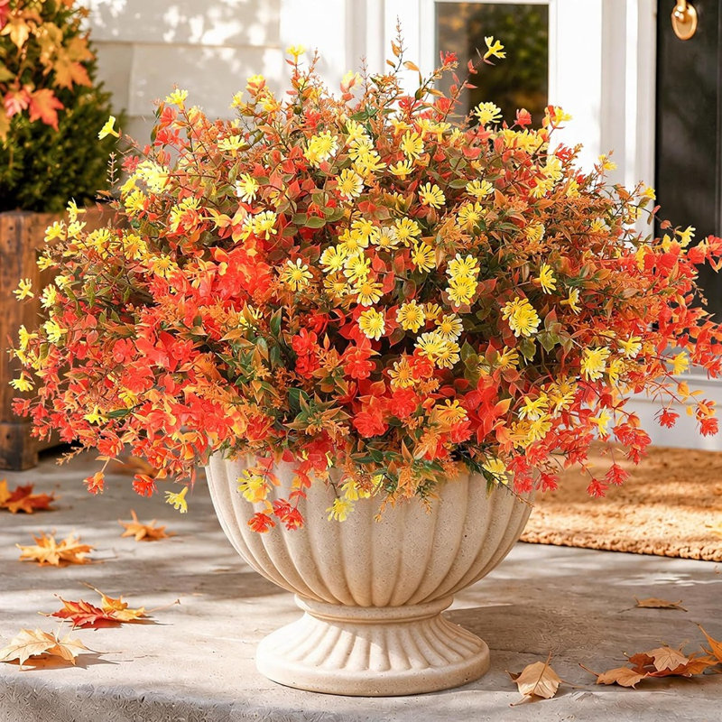 Paquet de 24 fleurs artificielles pour maman - plantes artificielles d'extérieur résistantes aux rayons UV, 14,2 po