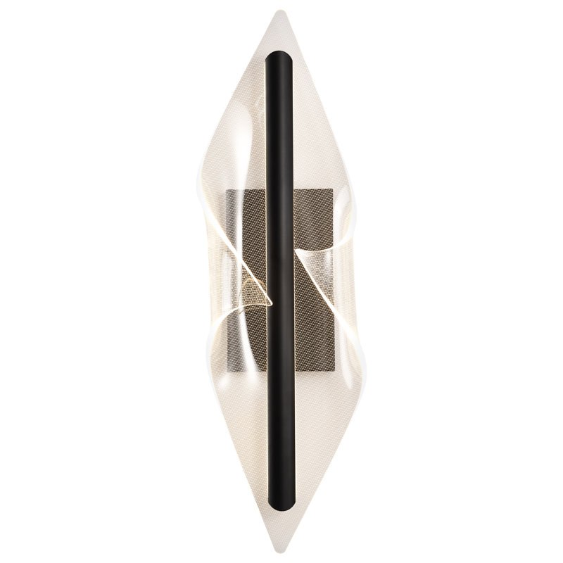 Petite applique murale Antwon à DEL - Noir mat - Lentille en acrylique sérigraphiée, H 23,63 po x l 6,75 po x P 4,75 po