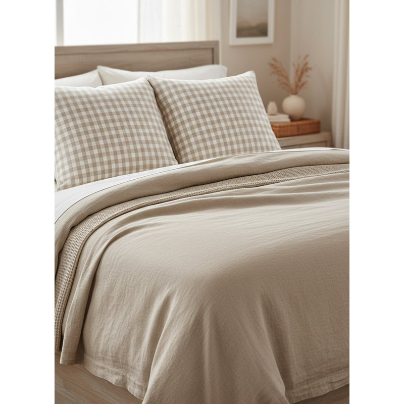 Printed Pillows Linen Pillow Cover & Insert, Beige, Square 26", Pillow Cover Only - No Insert