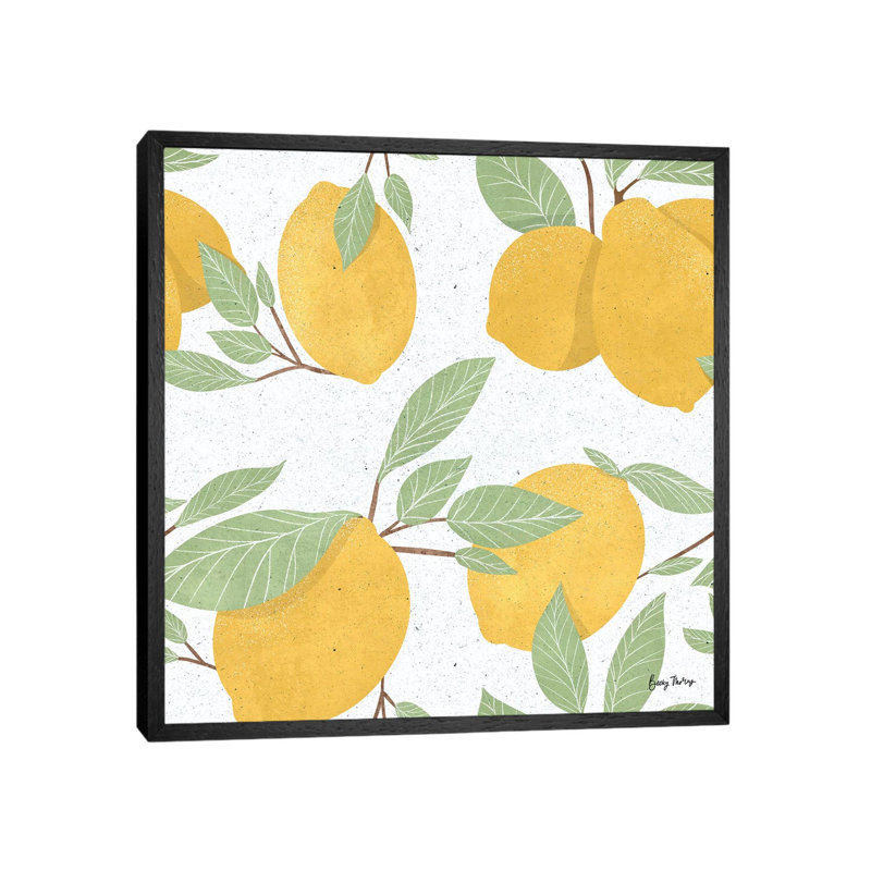 Fruity Cocktails Pattern II by Becky Thorns - Print on Canvas, Black Framed, 66.04cm H x 66.04cm W x 3.81cm D