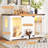 47.25" Large Cat Litter Box Enclosure With LED Light, Hidden Litter Box Furniture, Cat House With Stairs And Cat Scratching Post, Cat Cabinet Side Table With Smart Doors For Living Room
