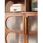 Buffet décoratif en bois massif, rotin et verre de style Mid-Century