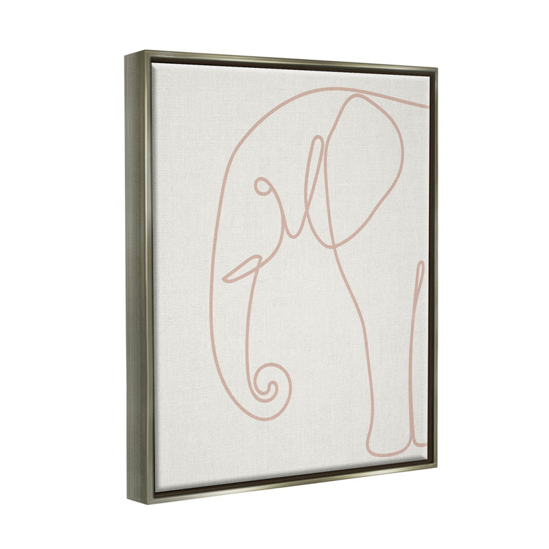 «Elephant Doodle Outline Shape - Floater Frame», impression sur toile, H 31 po x l 25 po x P 1,7 po