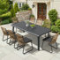 8-Person Metal Outdoor Dining Set With Aluminum Table, PE Rattan Chairs, And Removable Cushions