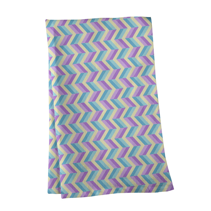 Serviette à thé chevron Mcguigan, Sergé de coton, Beige / mauve / bleu